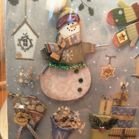 Christmas Themed 3D Stickers Cards Scrapbooking Snowman Handmade Embellished - Picture 8 of 12